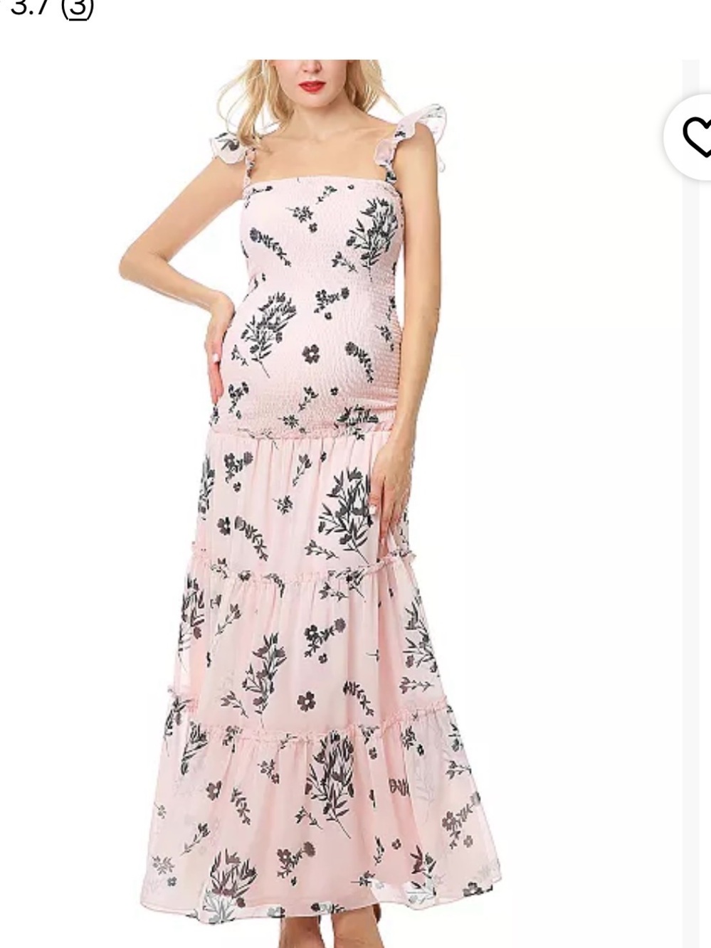 Pink Floral Tiered Maternity Dress